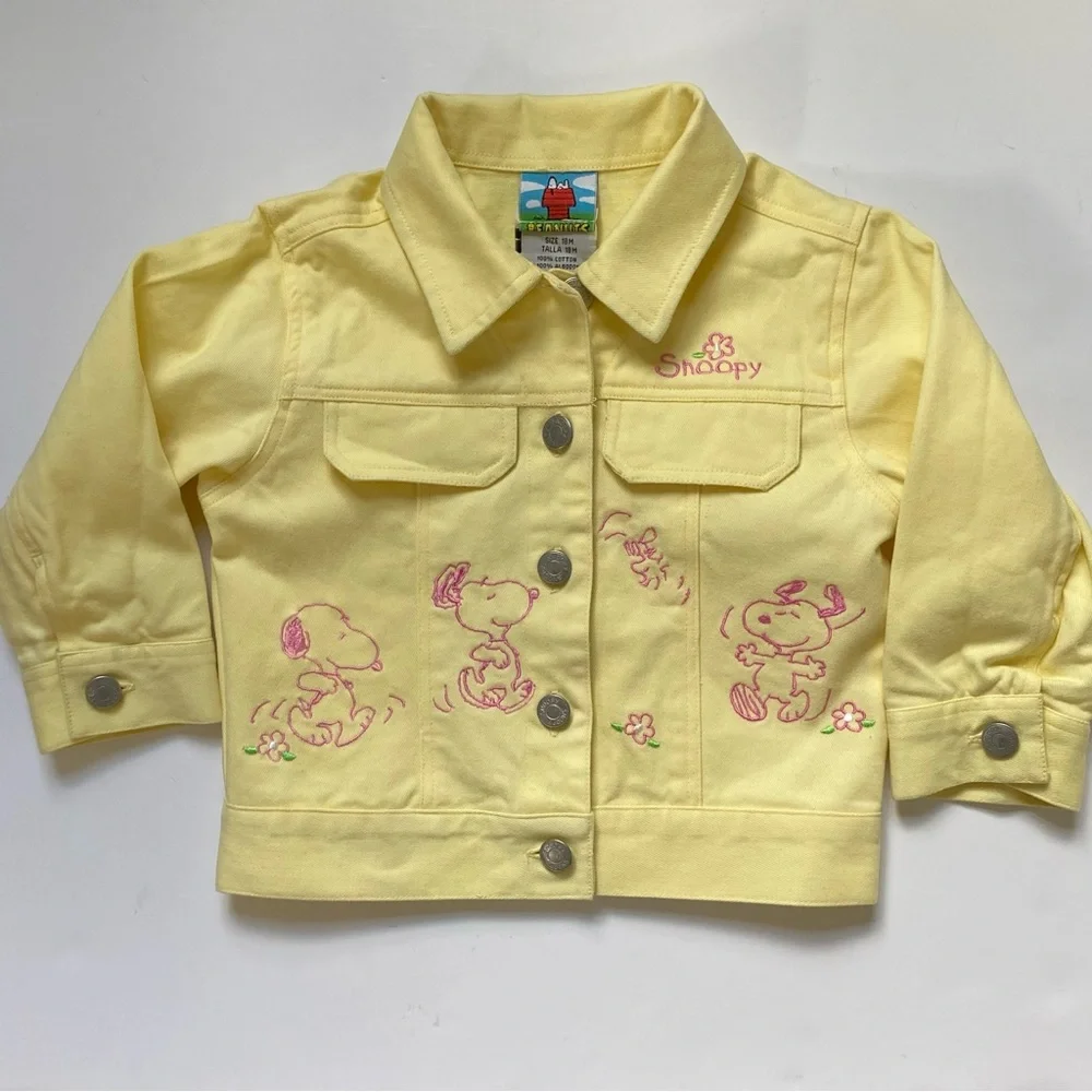 Snoopy Jacket Size 18 Months Vintage Yellow Pink EUC Girls Jean Y2K Peanuts